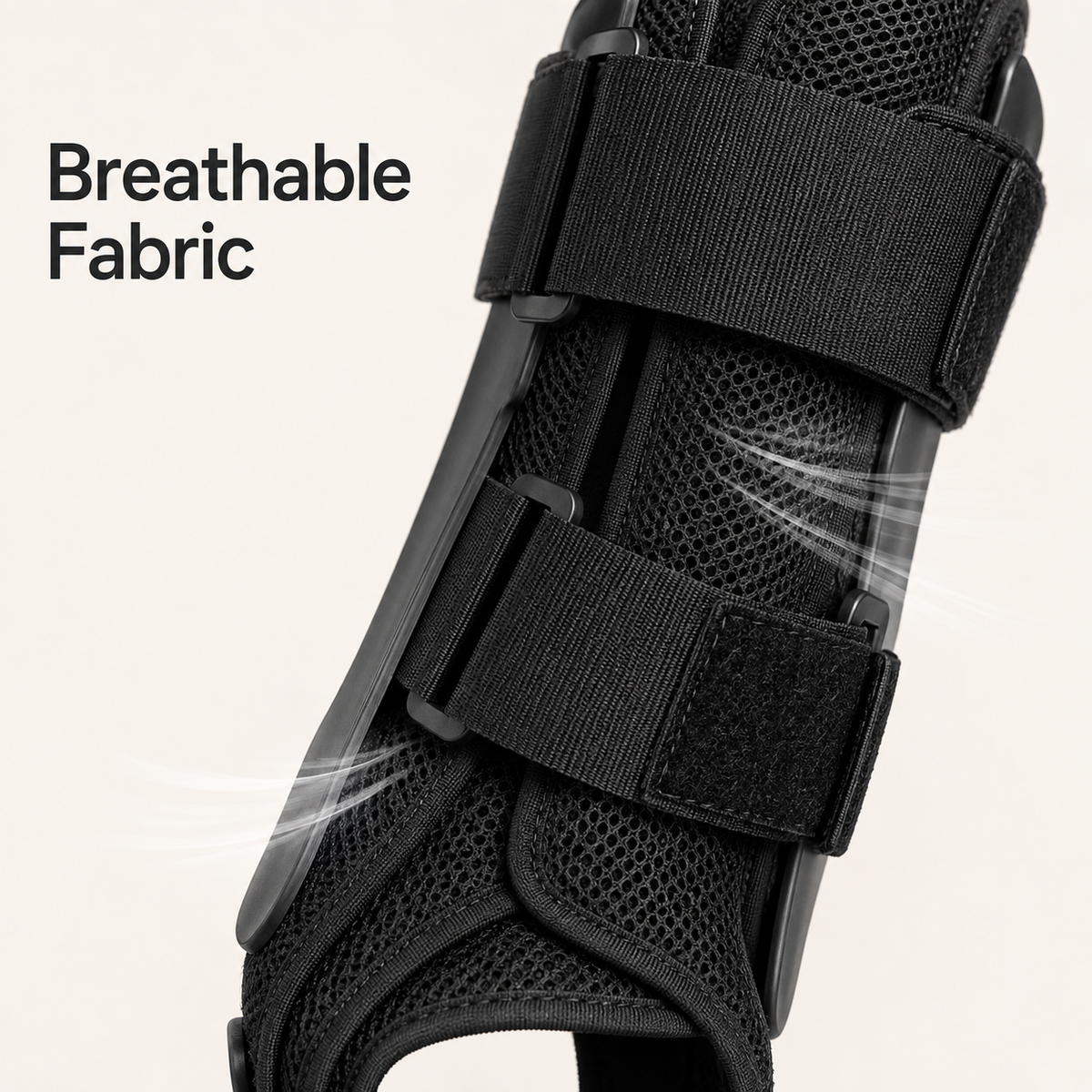 Close-up of the breathable mesh fabric and adjustable straps on the DeepTireh DT-A001 ankle brace