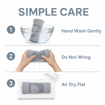 Care instructions for knee sleeve: hand wash gently, do not wring, and air dry flat
