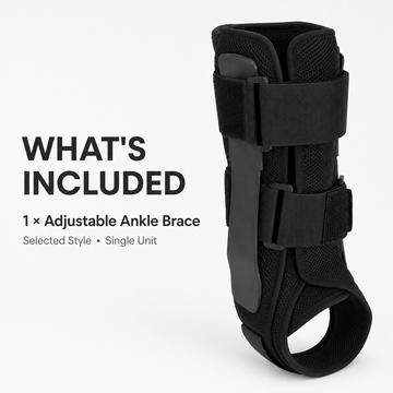 Package content view showing one adjustable ankle brace unit included