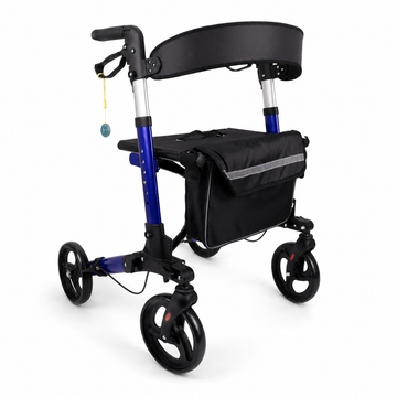 All-terrain rollator with a DeepTireh NFC tag hanging from the handle