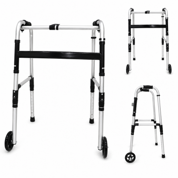 Walker shown open, folded, and from an angled rear view