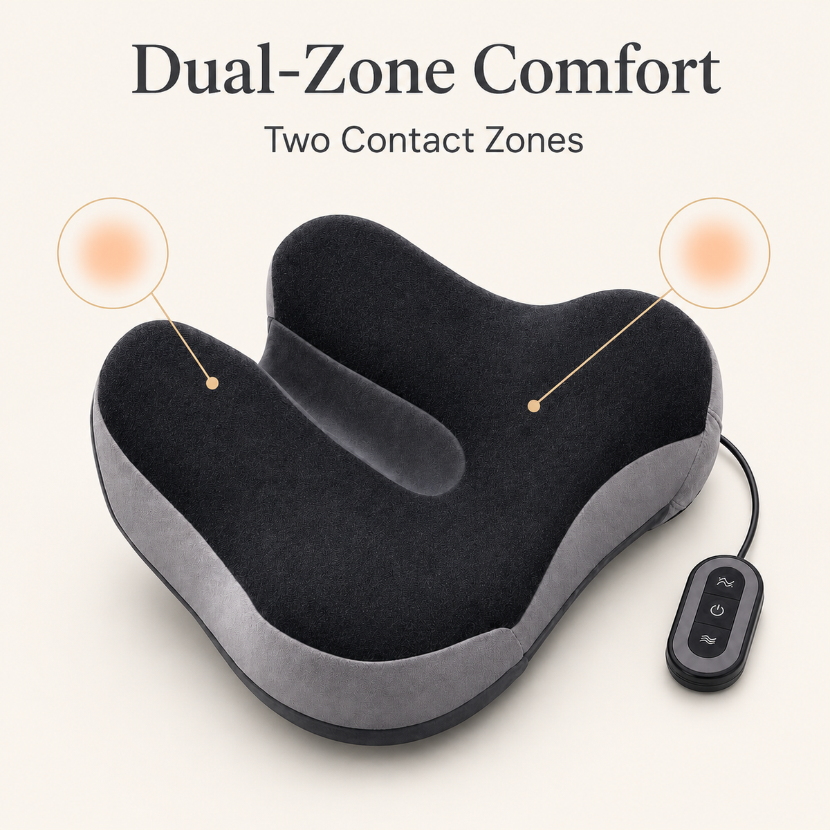 DeepTireh DT-A012 contoured seat cushion with callouts indicating two seat contact areas