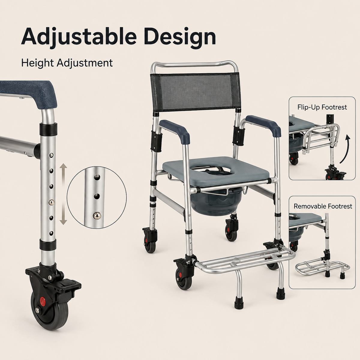 DeepTireh DT-B001 with adjustable height settings and flip-up removable footrest