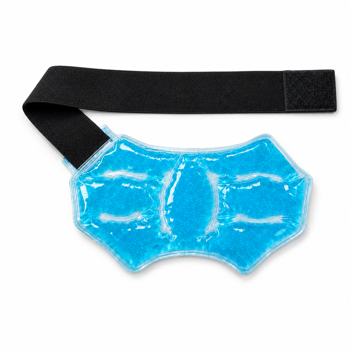DeepTireh DT-A006 reusable blue segmented ankle gel wrap with a black hook-and-loop strap on a white background