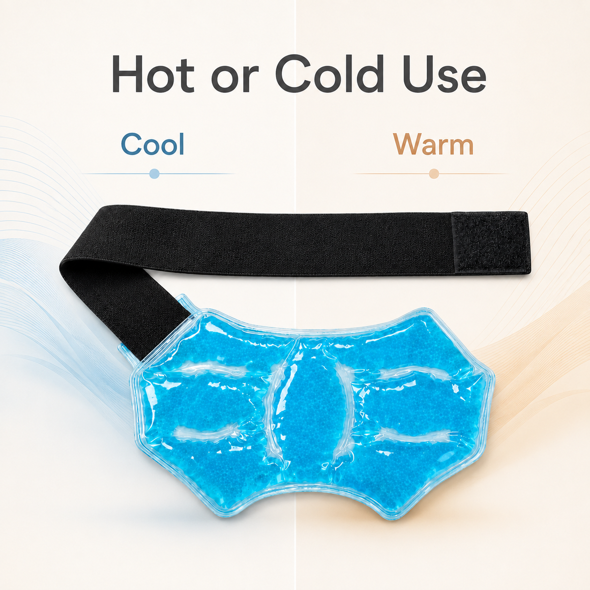 DeepTireh DT-A006 reusable ankle gel wrap shown in a split graphic representing cool and warm use