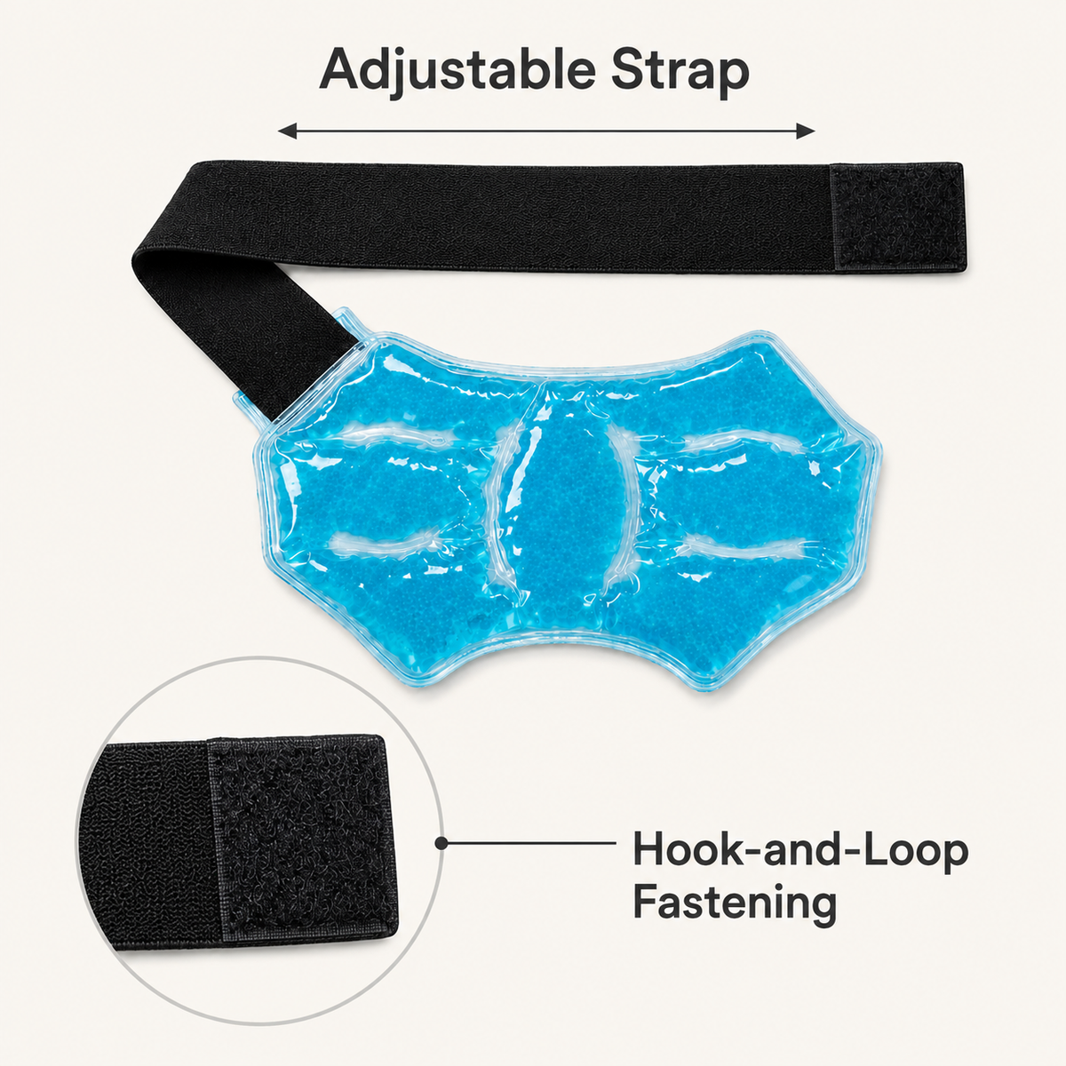 DeepTireh DT-A006 ankle gel wrap with an adjustable black strap and close-up of the hook-and-loop fastening