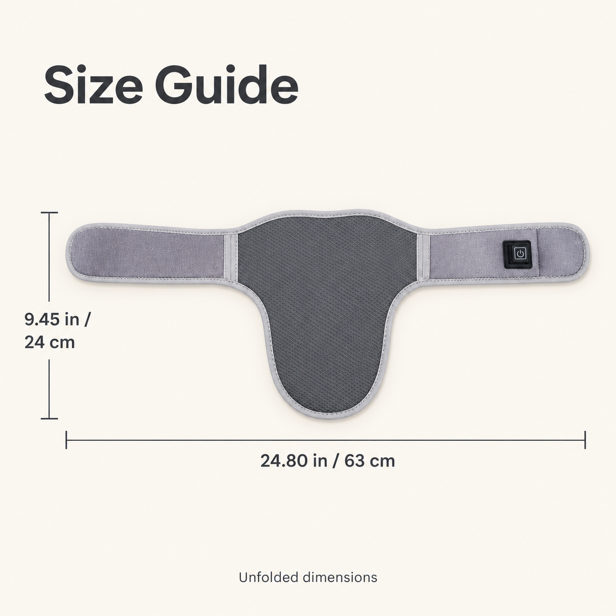 Unfolded dimensions of the DeepTireh DT-A015 neck wrap: 24.80 inches wide by 9.45 inches high (63 × 24 cm).