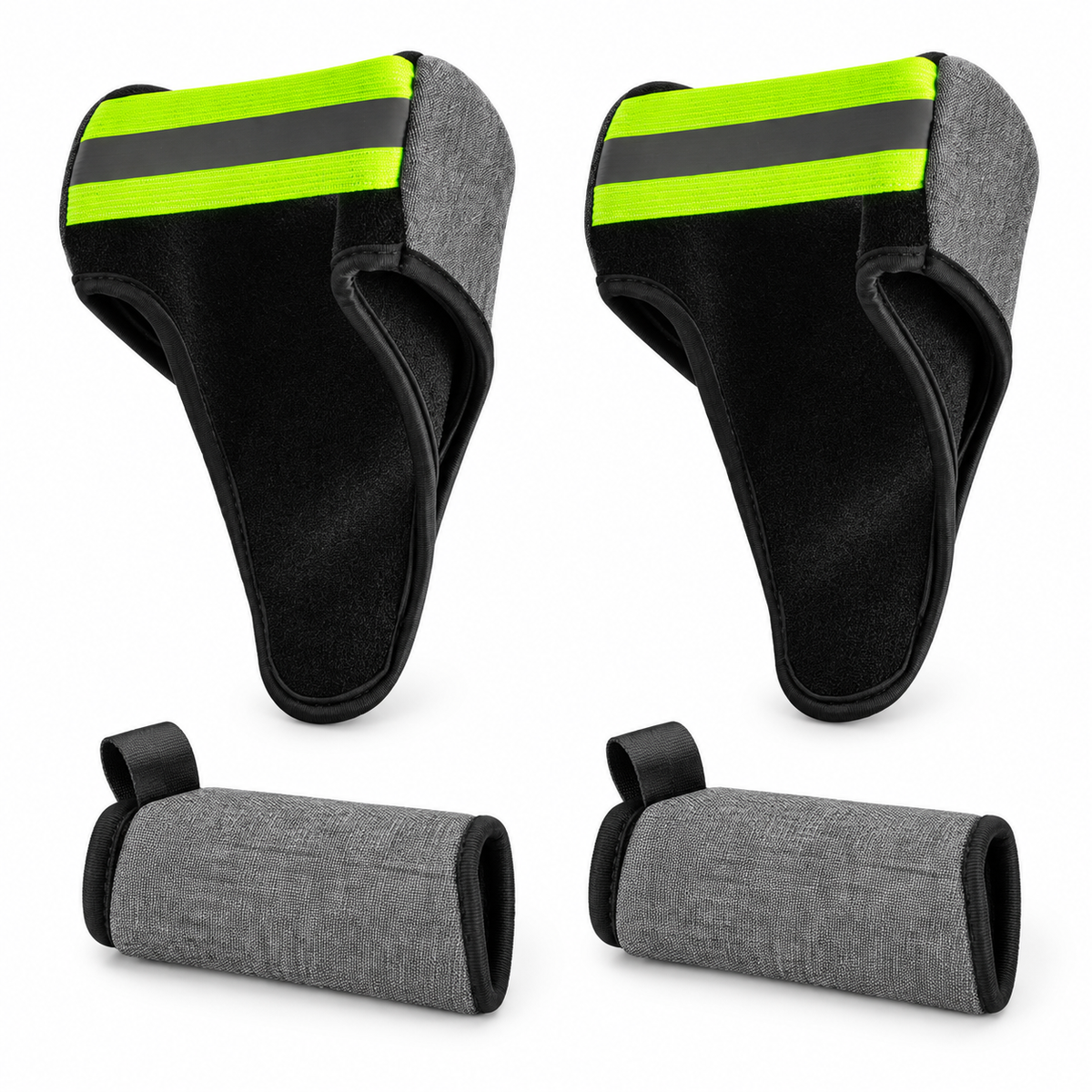 DeepTireh DT-A016 set with two gray forearm crutch cuff covers and two matching grip covers on a white background.