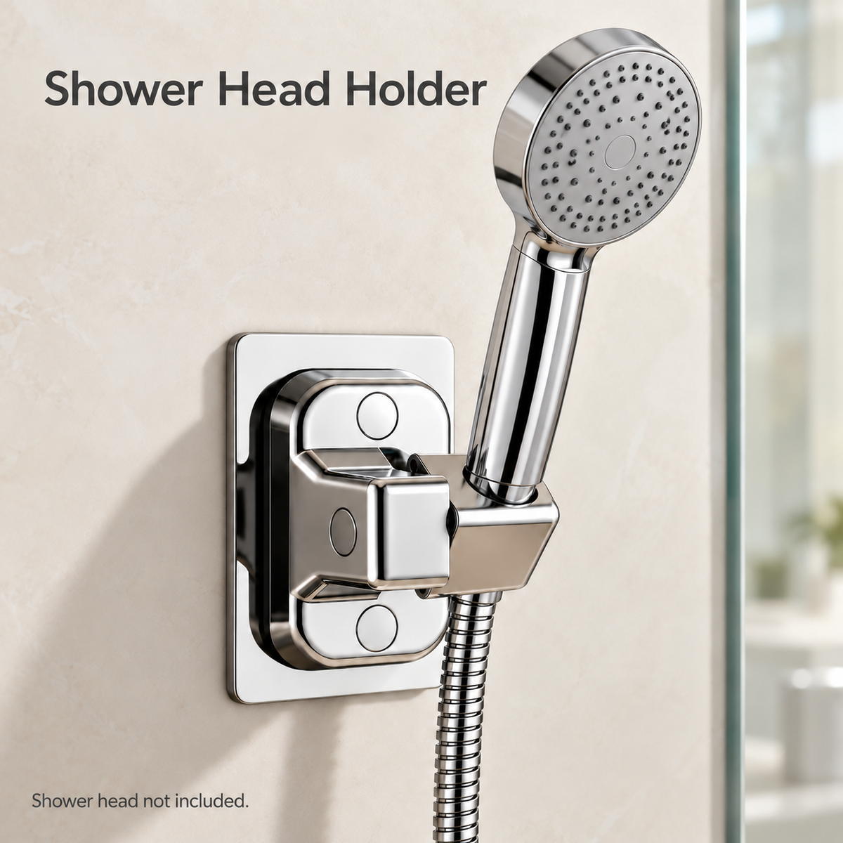 Package contents for DeepTireh DT-A018: one silver shower head holder. Shower head and hose not included.